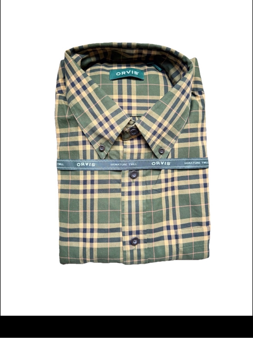 NWT ORVIS Signature Twill Green Plaid Button-Down Shirt mens az XL